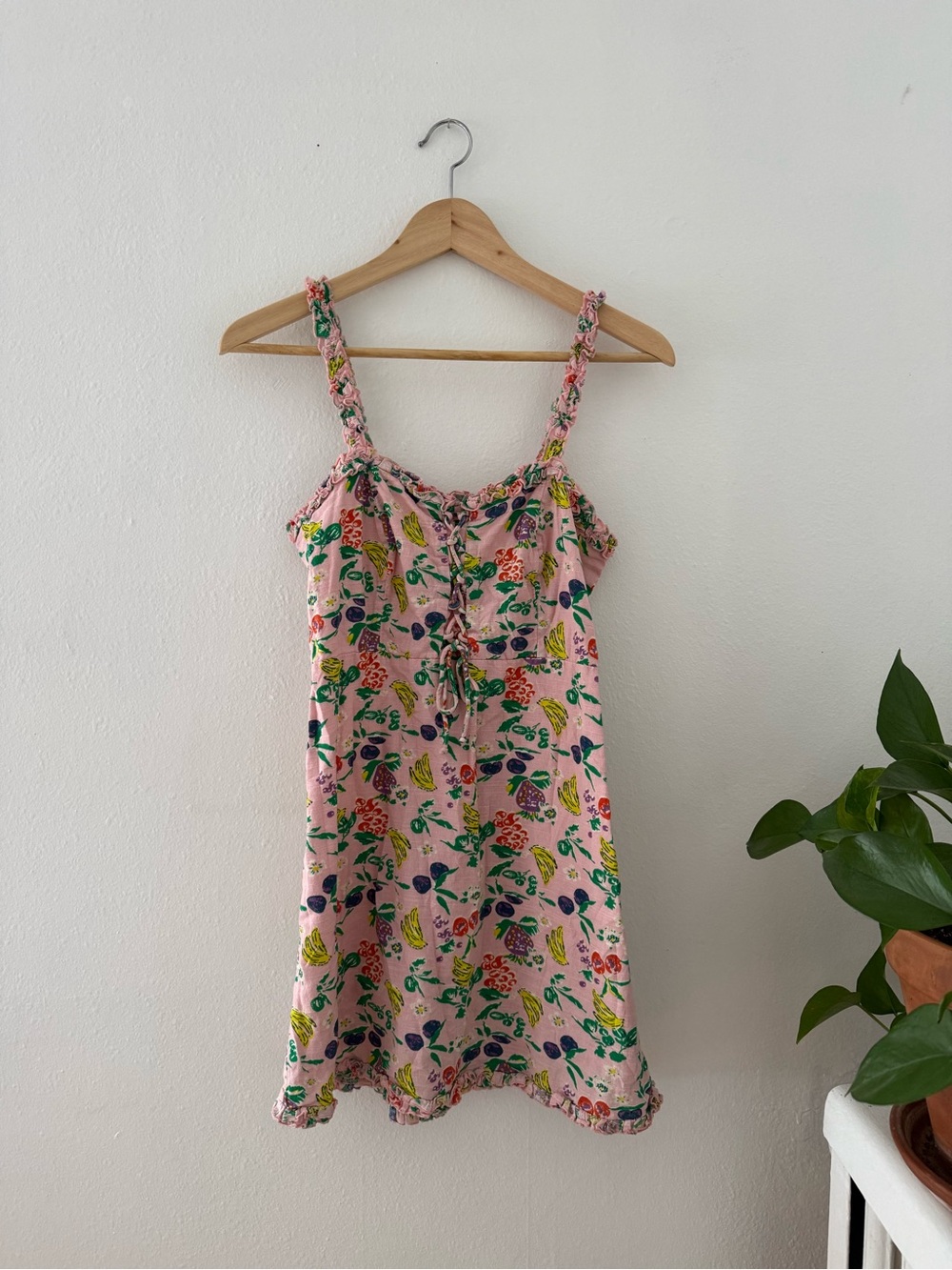 Urban Outfitters Pink Floral Tie-Front Mini Dress